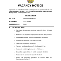 Eastern Caribbean Supreme Court - Administrative Secretary